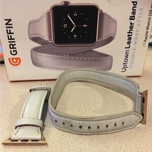 Apple Watchband Uptown Leather Band for Apple Watch - Gray and Rose Gold